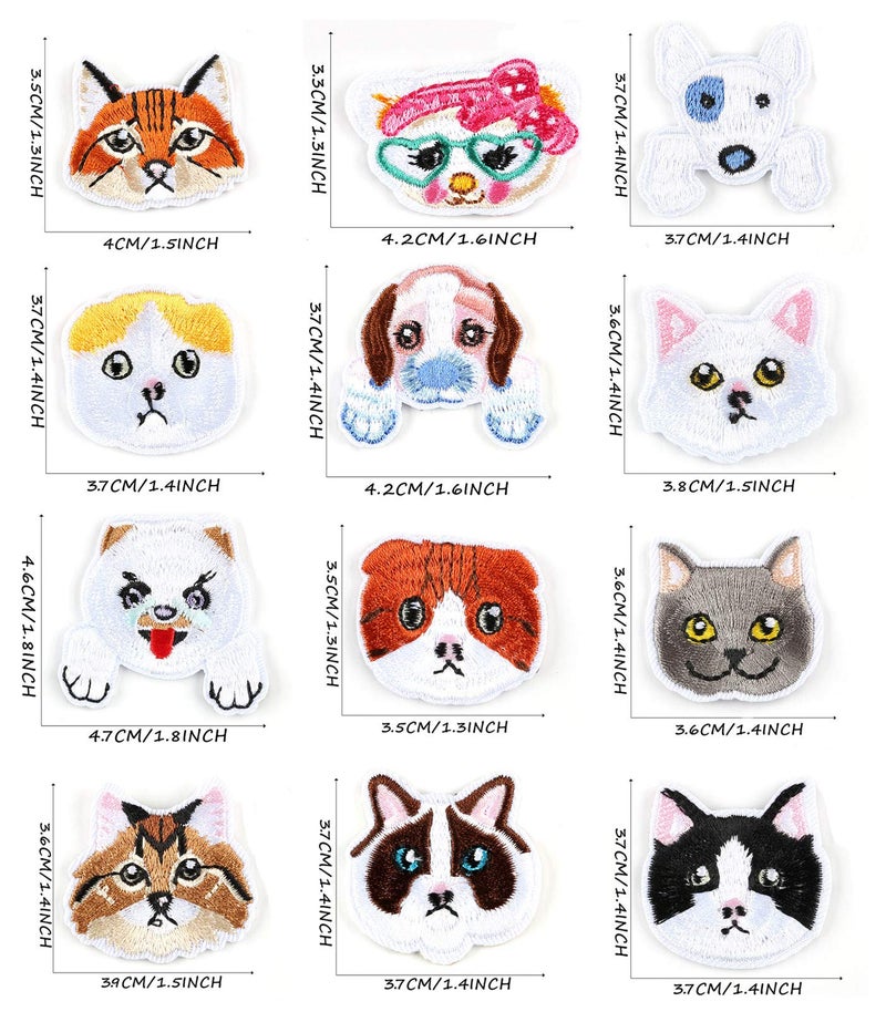 MSCFTFB 21 Pieces Cute Small Kitty Dog Iron on Patches Cat Doggy Embroidered Patches Sew Appliques for Clothes Jackets Backpack Repairing Decorations - Image 2